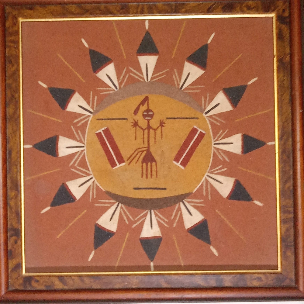 Vintage Sun and Eagle Navajo Sandpainting Edward B Yazzie Shiprock NM